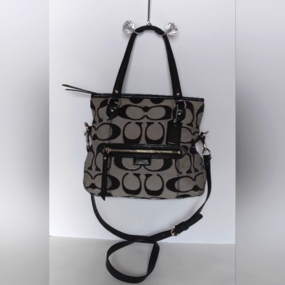 Coach Black/Gray Purse with Handle/Ajustable Straps